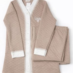 Pyjama Femme Matelassé Beige/Taupe