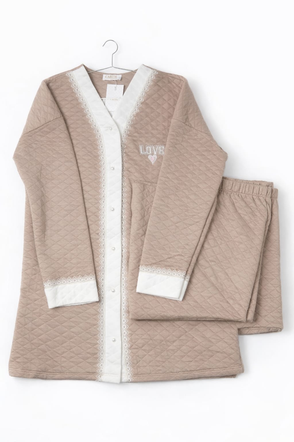 Pyjama Femme Matelassé Beige/Taupe